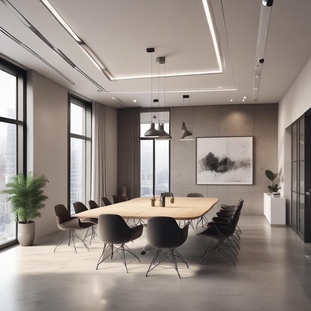 Generated image of an architectural design office meeting room
