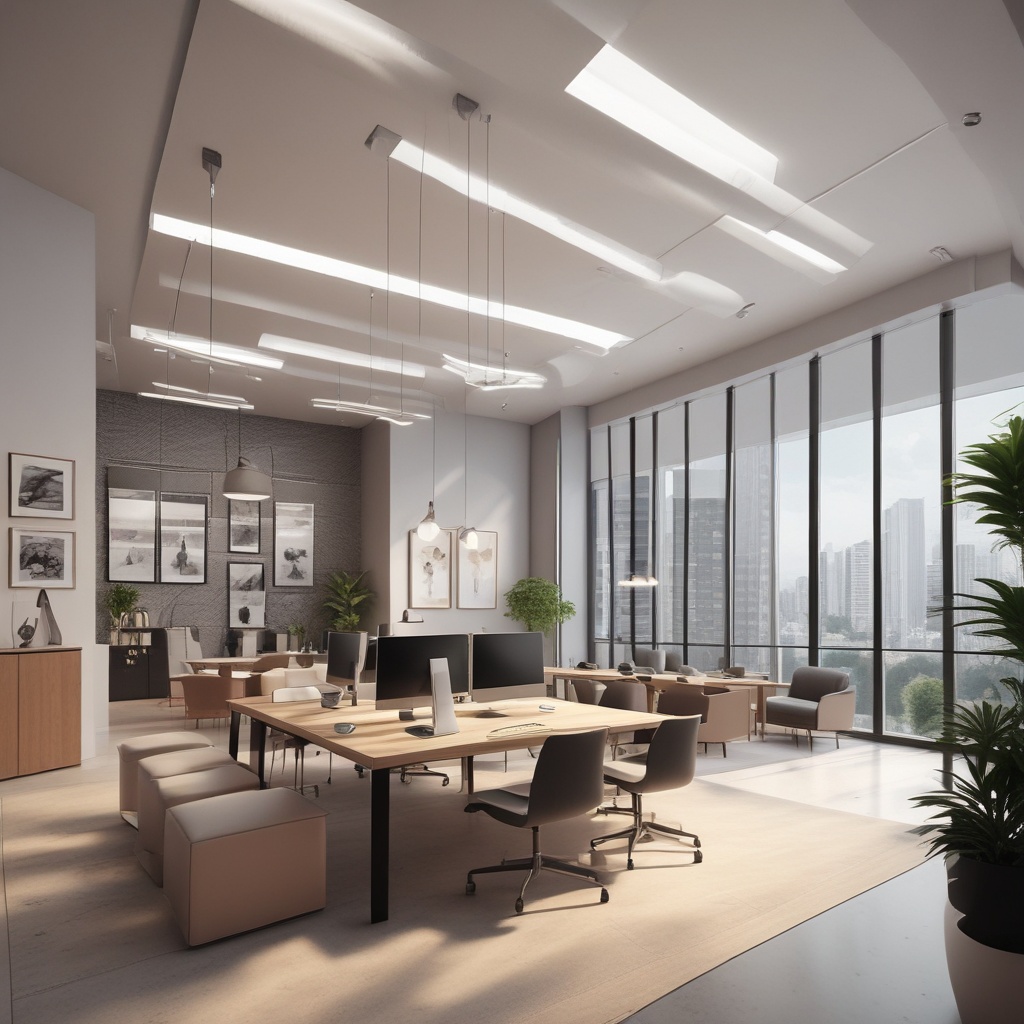 Generated image of the interior of a modern architectural design office